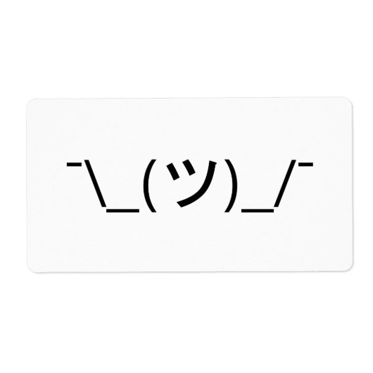 Shrug Emoticon Pennine_(ツ)_/ Japanse Kaomoji Etiket (Voorkant)