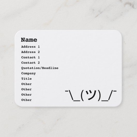 Shrug Emoticon Pennine_(ツ)_/ Japanse Kaomoji Visitekaartje (Voorkant)