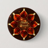 Shubh Diwali Diyas Sparkle Lights Ronde Button 5,7 Cm (Voorkant)