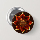 Shubh Diwali Diyas Sparkle Lights Ronde Button 5,7 Cm (Voorkant /achterkant)