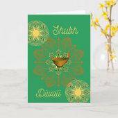 Shubh Diwali Folded Wenskaart Kaart (Gele Bloem)