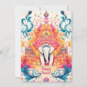 🐘 Shubh Diwali met Waterverf Elegantie Kaart (Voorkant)
