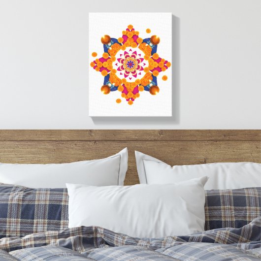 Shubh Diwali traditionele Indiase kunst aan de muu Canvas Afdruk (Insitu (Slaapkamer))