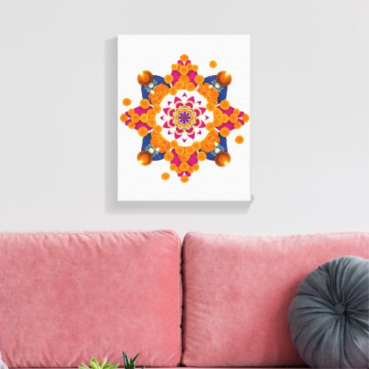 Shubh Diwali traditionele Indiase kunst aan de muu Canvas Afdruk (Insitu (Woonkamer))