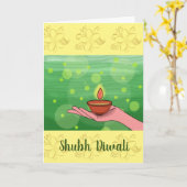 Shubh Diwali Vouwbare Wenskaart/Feestdagkaart Kaart (Gele Bloem)