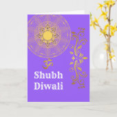 Shubh Diwali Vouwbare Wenskaart/Feestkaart Kaart (Gele Bloem)