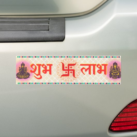 Shubh Labh Hindoeïstisch symbool van vrede en welv Bumpersticker (Op auto)