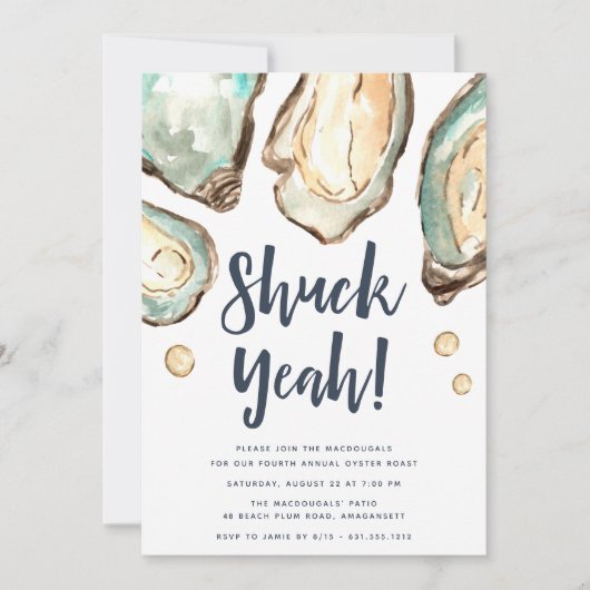 Shuck Ja | Waterverf Pearl Oyster Kaart (Voorkant)