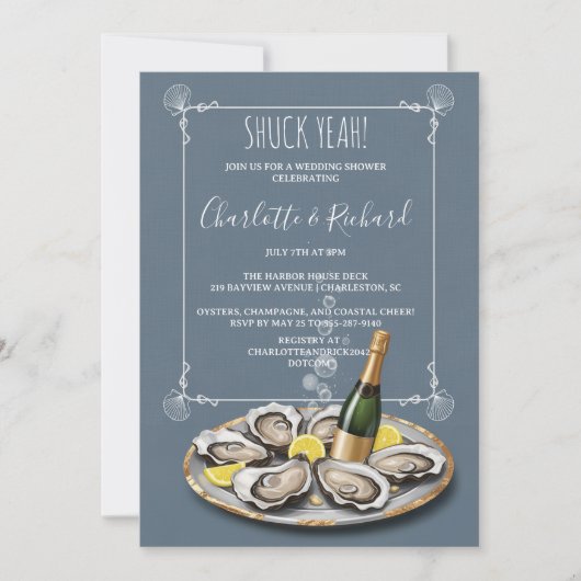 Shuck Yeah Oyster & Champagne Koppel Bruiloft Show Kaart (Voorkant)