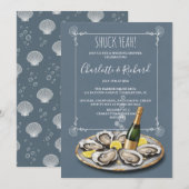 Shuck Yeah Oyster & Champagne Koppel Bruiloft Show Kaart (Voorkant / Achterkant)