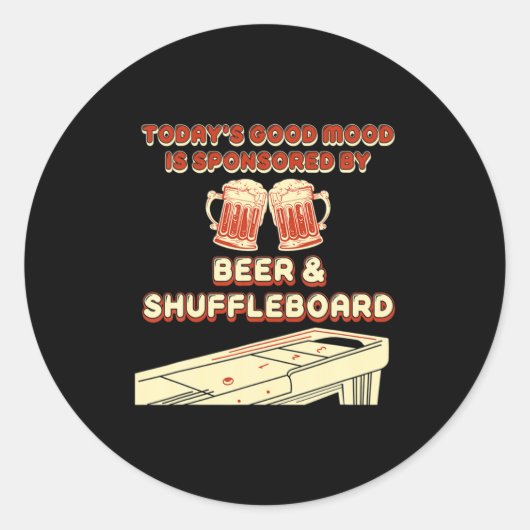 Shuffleboard Player Beer Ronde Sticker (Voorkant)