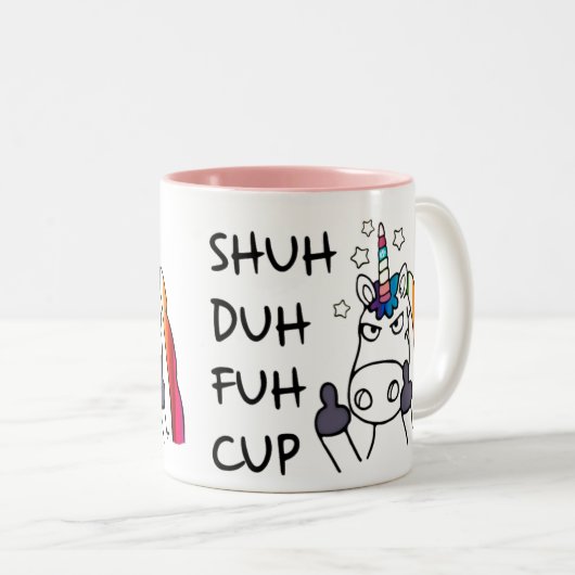 SHUH DUH FUH Cup Funny Angry Unicorn Mok (Voorkant rechts)