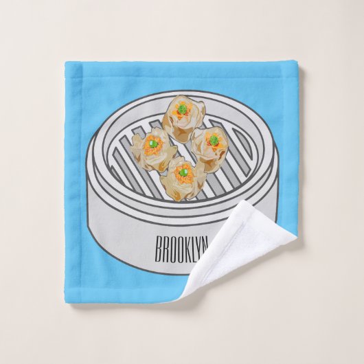 Shumai dim sum cartoon illustratie bad handdoek (Wasdoekje)