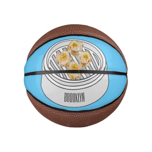 Shumai dim sum cartoon illustratie basketbal (Voorkant)