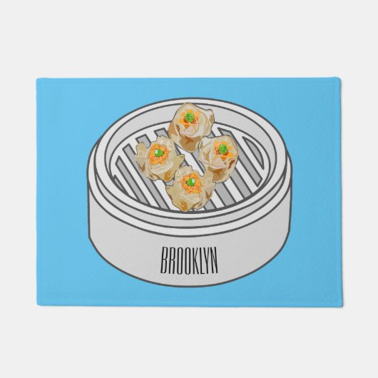 Shumai dim sum cartoon illustratie deurmat (Voorkant)