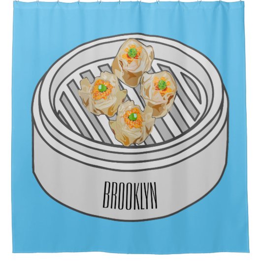 Shumai dim sum cartoon illustratie douchegordijn (Voorkant)