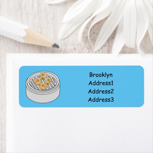 Shumai dim sum cartoon illustratie etiket (Insitu)