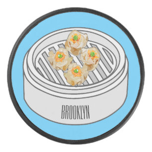 Shumai dim sum cartoon illustratie hockey puck