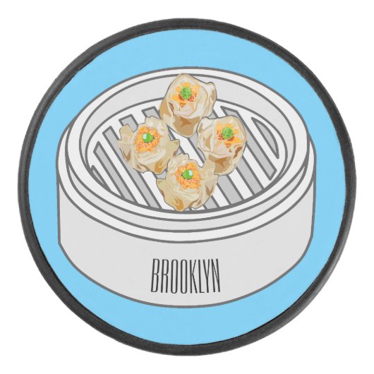 Shumai dim sum cartoon illustratie hockey puck (Voorkant)
