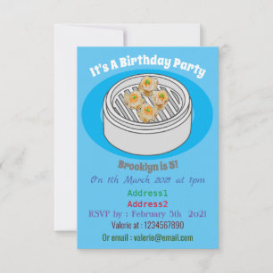 Shumai dim sum cartoon illustratie kaart