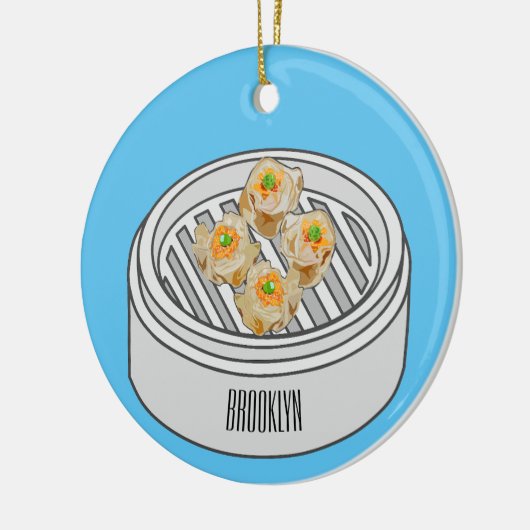 Shumai dim sum cartoon illustratie keramisch ornament (Links)
