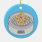Shumai dim sum cartoon illustratie keramisch ornament (Achterkant)