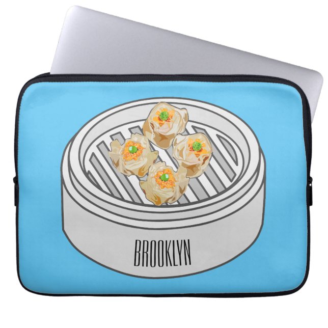 Shumai dim sum cartoon illustratie laptop sleeve (Voorkant)