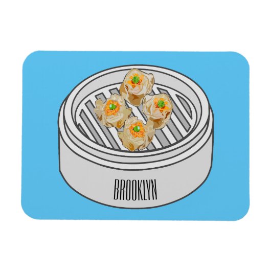 Shumai dim sum cartoon illustratie magneet (Horizontaal)