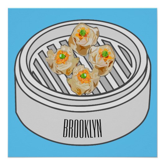 Shumai dim sum cartoon illustratie perfect poster (Voorkant)