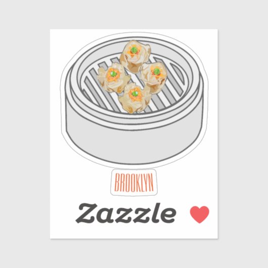 Shumai dim sum cartoon illustratie sticker (Vel)