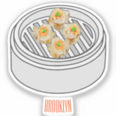 Shumai dim sum cartoon illustratie sticker (Voorkant)