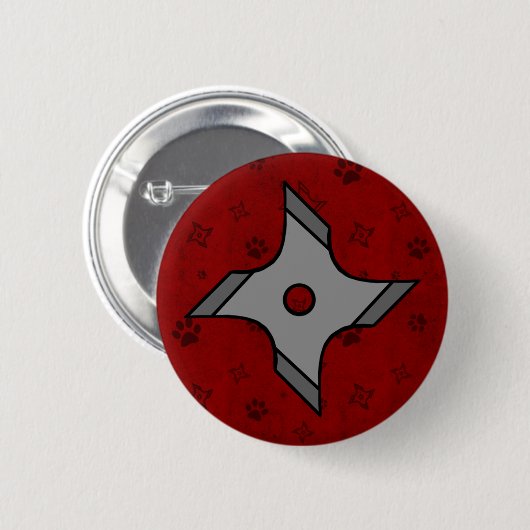 Shuriken Ninja Star in Red Button (Voorkant /achterkant)