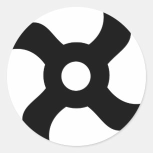 Shuriken zwart ninja ster ronde sticker