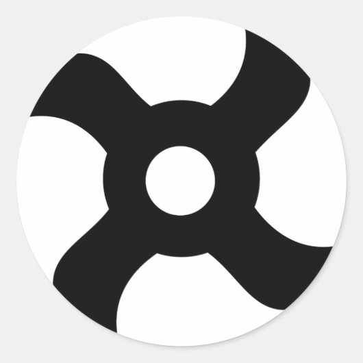 Shuriken zwart ninja ster ronde sticker (Voorkant)
