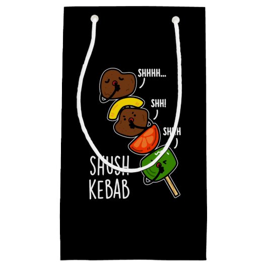 Shush Kebab Funny Food Pun Dark BG Klein Cadeauzakje (Voorkant)