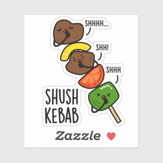Shush Kebab Grappige Eten Pun Sticker (Vel)