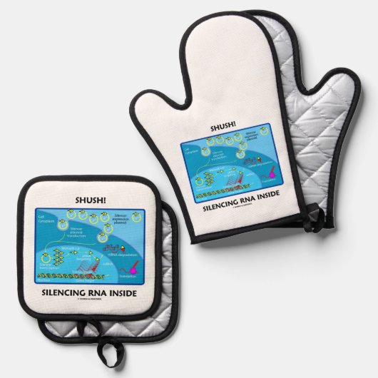Shush! Silencing RNA Inside Biology Humor Ovenwant & Pannenlap Set (Voorkant / Achterkant)