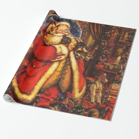 Shushing Santa cropped Cadeaupapier (Uitgerold)