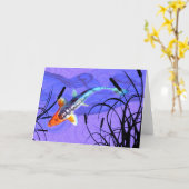 Shusui Koi in Paarse Vijver met Cattails Kaart (Gele Bloem)