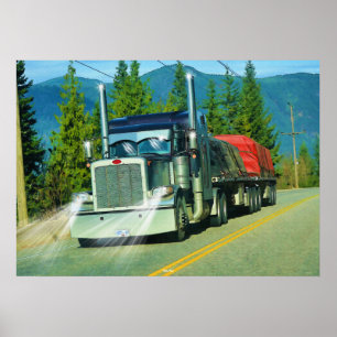 Shuswap Cargo Freight Truck Highway Driving Art Poster