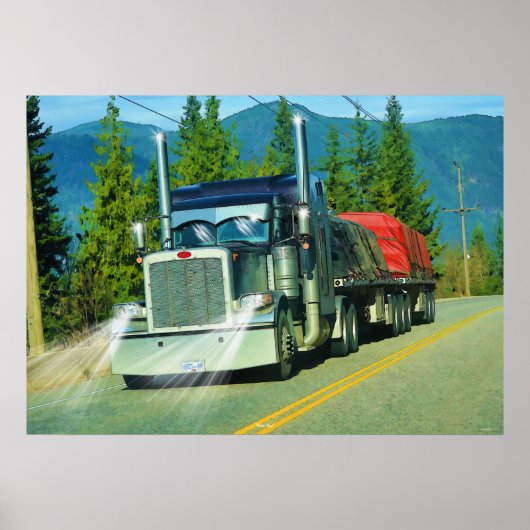 Shuswap Cargo Freight Truck Highway Driving Art Poster (Voorkant)