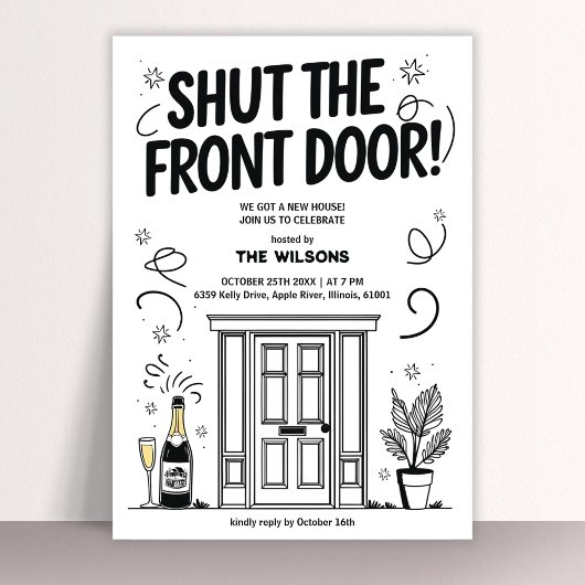 Shut the Front Door New Home Funny Housewarming Kaart