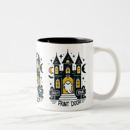 Shut Your Front Door Mug – Glowing Haunted Mansion Tweekleurige Koffiemok
