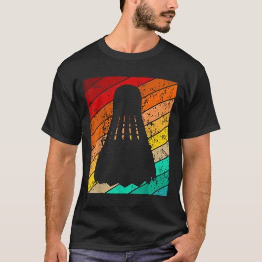 Shuttle, Badminton balspeler,  retro T-shirt (Voorkant)