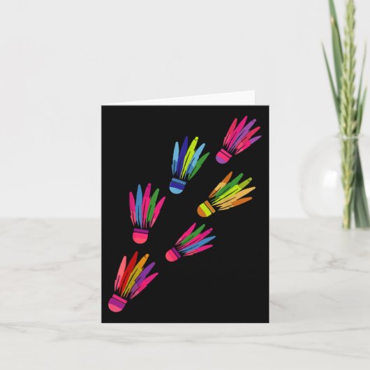 Shuttle Badminton Kleurrijke Spelers Man Vrouwen Kaart (Voorkant)