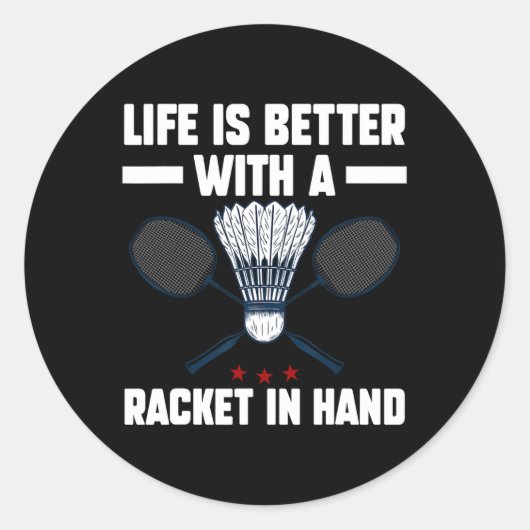 Shuttle Badminton Player 5 Ronde Sticker (Voorkant)