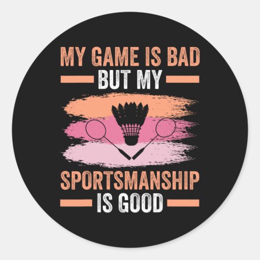 Shuttle Badminton Player 9 Ronde Sticker (Voorkant)