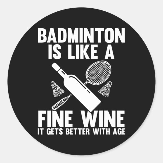 Shuttle Badminton Player Ronde Sticker (Voorkant)