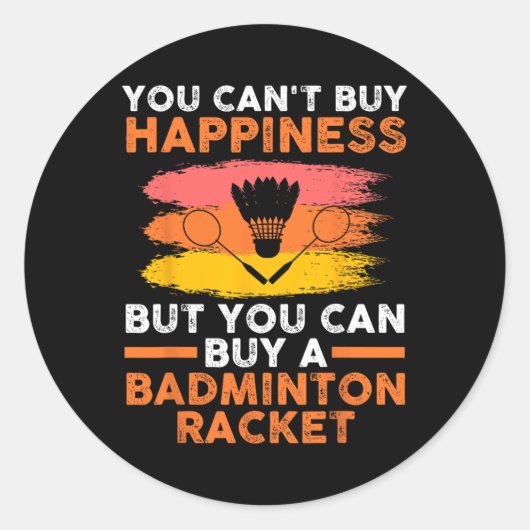 Shuttle Badminton Player Ronde Sticker (Voorkant)