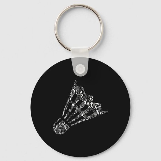 Shuttle Collage Badminton Player Shirt _ Badminton Sleutelhanger (Voorkant)